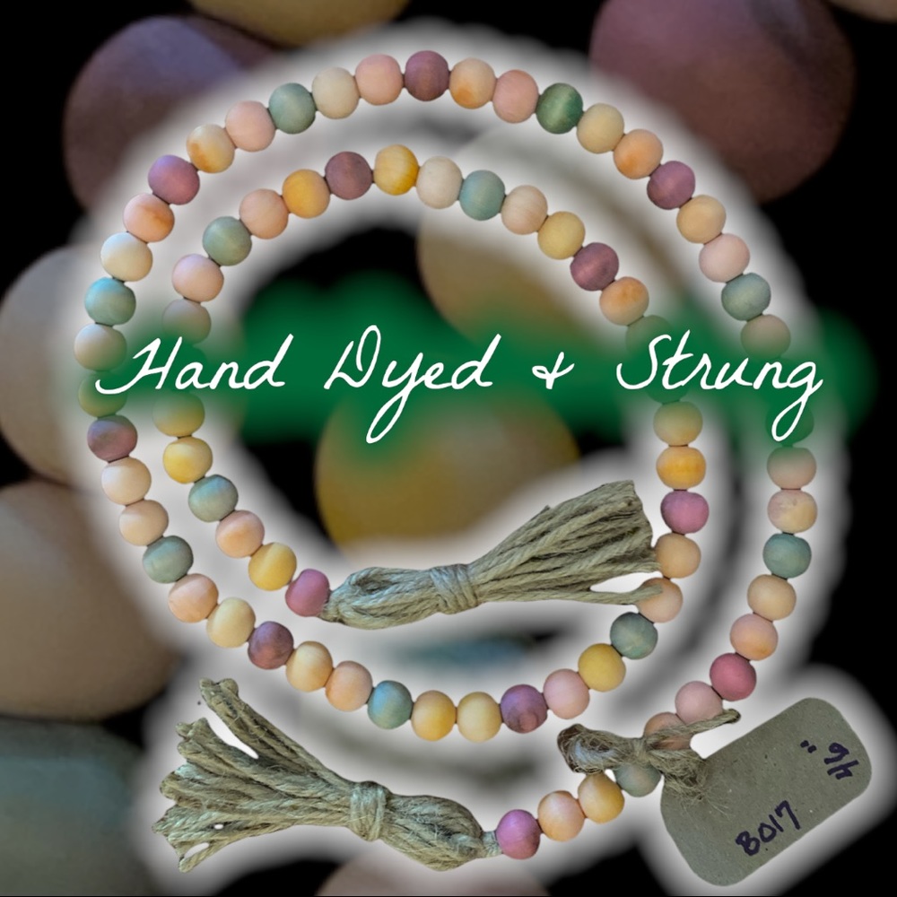 Beautiful Hand Crafted Wood Bead Garland New Original Tree Mantle Hand Dyed B017
